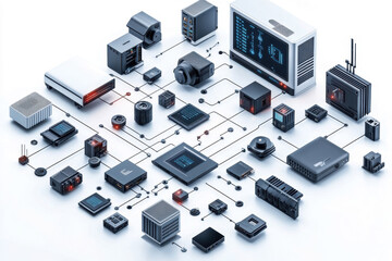 Poster - Exploration of interconnected technology components showcasing their relationships in a digital ecosystem