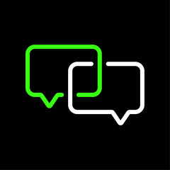 Fototapete - Communication or Bubble speech vector icon in line style design for website, app, UI, isolated on black background. Editable stroke. Vector illustration.