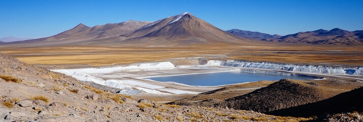 Poster - Overview of Volodymyrplysiuk Lithium Mine in Remote Landscape. Generative AI