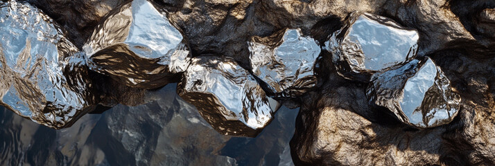 Aufkleber - Lithium texture concept showcasing reflective raw stones. Generative AI