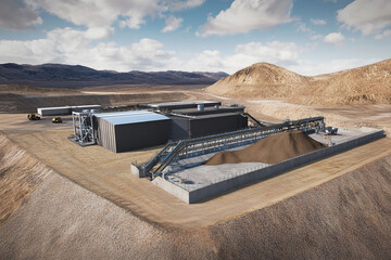 Poster - Mining operation for lithium nickel cobalt in remote landscape. Generative AI