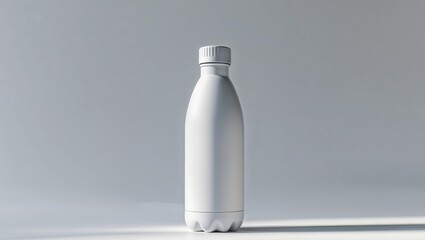 Wall Mural - Plain White Water Bottle Mockup with a Light Gray Background.