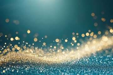 Wall Mural - Curved golden glitter with sparkles background abstract lights.