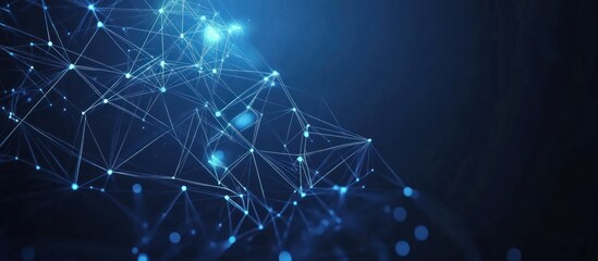 Poster - Abstract technology background with glowing lines and connecting dots