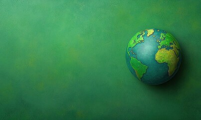 green planet earth map on a vibrant green background highlights ecology and environmental awareness