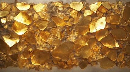 Wall Mural - Golden crushed stone texture with reflective topaz-like shards and rough surface