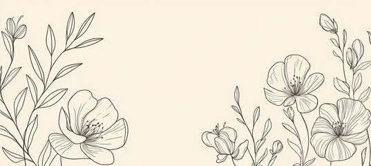  Elegant Mother's Day Card Design with Minimalistic Line Art Flowers on Cream Background