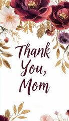 Wall Mural - Elegant Mother's Day Card with Burgundy and Gold Floral Accents for a Luxurious Touch