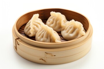 Wall Mural - Chinese dumpling food white background xiaolongbao.