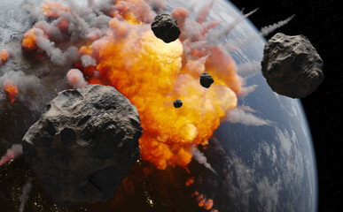 Wall Mural - asteroids in space. elements of this image furnished by nasa, 3d illustration