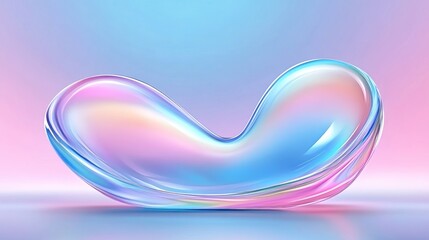 Abstract glass object on pink and blue background for product display or advertising, soft light