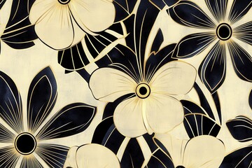 Poster - Elegant black and white floral design with intricate details on a light background suitable for various artistic applications