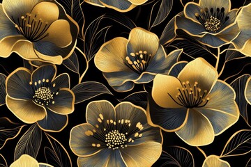 Poster - Elegant black and white floral design with intricate details on a light background suitable for various artistic applications