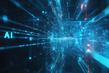 Poster - Abstract AI representation via digital data streams and networks