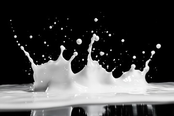 Poster - dynamic splashes of white liquid against a dark background for advertising layouts