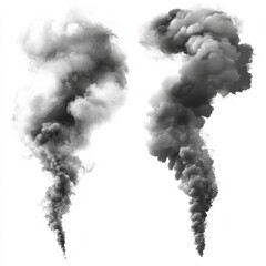 Poster - Dark Smoke Plumes Ascending Against a Bright Background, Creating a Dramatic and Mysterious Atmosphere