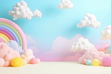 Wall Mural - rainbow backgrounds balloon cloud.