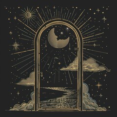 Wall Mural - surreal aesthetic door logo art architecture building.