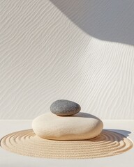 Poster - Zen garden creation with balanced stones tranquil space minimalist design top angle serenity