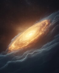 Poster - Cosmic telescope viewing a merged planet and galaxy space digital art nebula wide angle astronomical concept