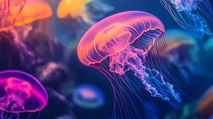 Poster - underwater sanctuary holographic jellyfish