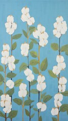 Sticker - Cotton flowers painting pattern backgrounds.