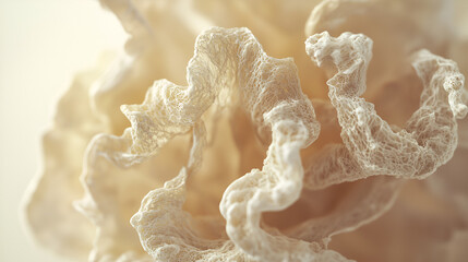 Close-up of delicate, textured surface in soft, neutral tones, showcasing intricate patterns and organic form.