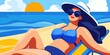 © Steph - illustration woman relaxing at beach