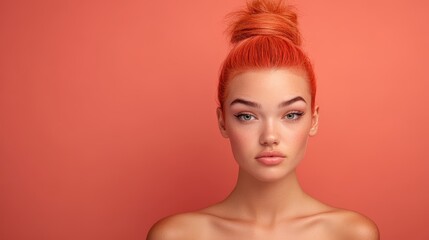 arafed woman with striking red hair styled in a top knot, showcasing her unique beauty and cultural 