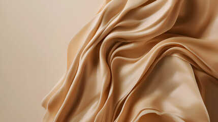 Abstract folds of smooth, flowing fabric in a neutral, champagne color creating soft, elegant curves.