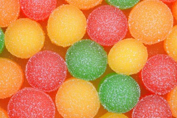 A vibrant close-up of colorful gummy balls showcasing a variety of hues and textures, appealing to candy lovers and confectionery enthusiasts alike.