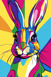 © Volodymyr - A vibrant pop-art Easter Bunny with exaggerated shapes, bright neon colors, and bold comic-style outlines, perfect for modern graphic design.