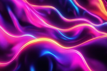 Poster - colorful flowing neon waves create a mesmerizing abstract background effect