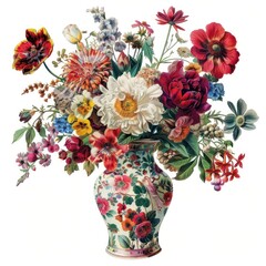 Canvas Print - Colorful floral bouquet in vase