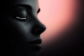 Wall Mural - Serene profile of young african female in soft light