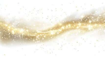 Sticker - Glittering Dust on Transparent Background: Golden sparkling lights, Christmas Holiday glow particle, magic star effect.