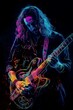 © GreenOptix - Rocker portrait rocker , neon style, street art, black background