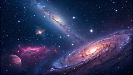 Wall Mural - Stunning space scene featuring a colorful nebula with shades of purple, pink, and teal, illuminated by distant stars, perfect for science and astronomy themes
