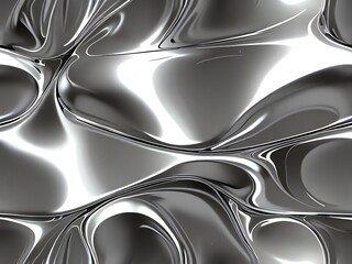 Wall Mural - abstract liquid metal: silver swirls and reflective gleam