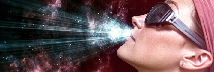 Poster - Dreamlike Portal Emerging From a Sleeping Persons Forehead Revealing Infinite Landscapes
