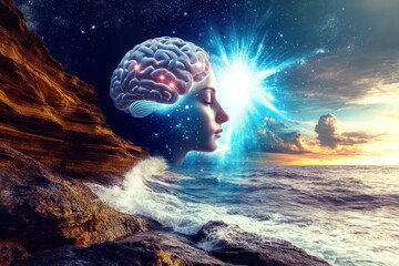Poster - Dreaming Under Starlit Waves as Brainwaves Transform Into Celestial Wonders