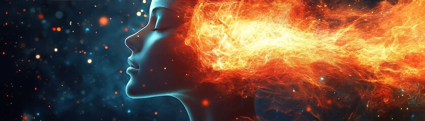 Poster - Igniting passion the fiery transformation of emotion in a surreal digital art scene