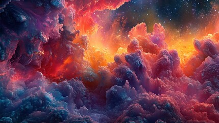 Wall Mural - stunning celestial sunrise over colorful clouds dreamlike atmosphere digital art vibrant environment