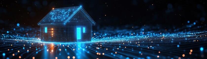 Poster - Digital home transformation virtual environment 3d visualization technology futuristic concept