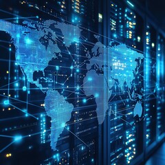 Poster - Analyzing global data trends digital world infographic technology hub aerial view data visualization