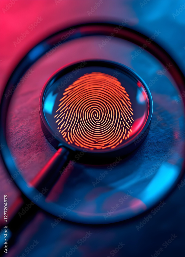 Detailed macro shot of a fingerprint pattern under forensic lens.