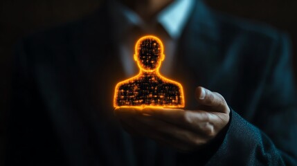 Leinwandbilder - CRM system for managing customer data, businessman touching customer icon, seamless connection to marketing database, digital business tools