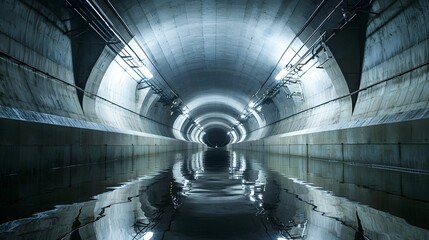 Poster - photograph of a lengthy ventilation tunnel inside a hydroelectric power plant infrastructure showcas