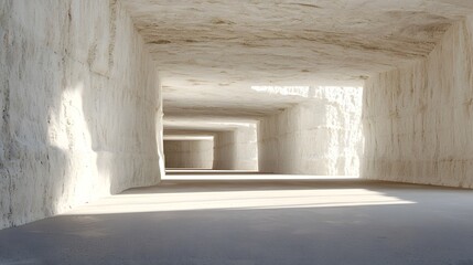 Fototapete - Serene and Ethereal Limestone Tunnel Carved by Natural Erosion with Soft Sunlight Filtering Through the Cavernous Passage