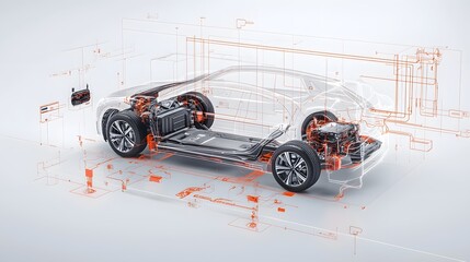 Aufkleber - 3D rendering of the intricate inner workings and components of a cutting edge regenerative braking system designed for an advanced electric vehicle